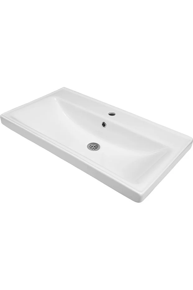 Ege 80 Cm Lavabolu Alt Banyo Dolabı, Kapaklı Banyo Alt Dolabı,seramik Lavabo Dahil